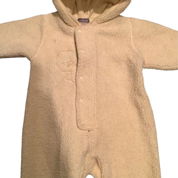 Carters Baby Hooded Yellow Fleece Footless Romper 3-6M With Embroidered Duck - Picture 10 of 14